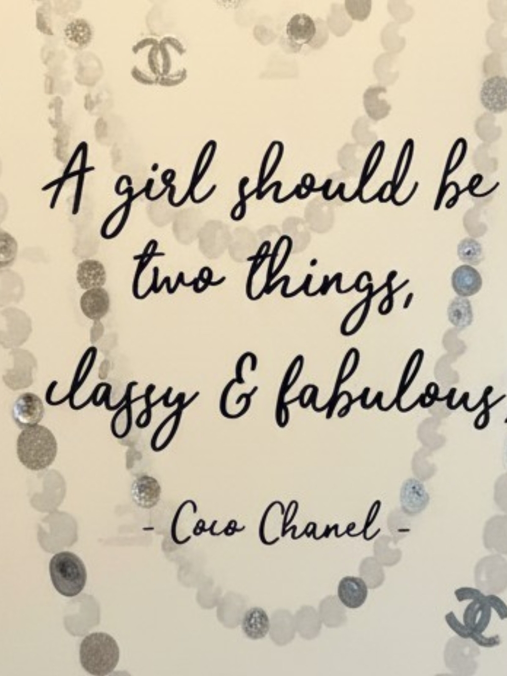 Chanel Quote Wall Art in Black and Cream